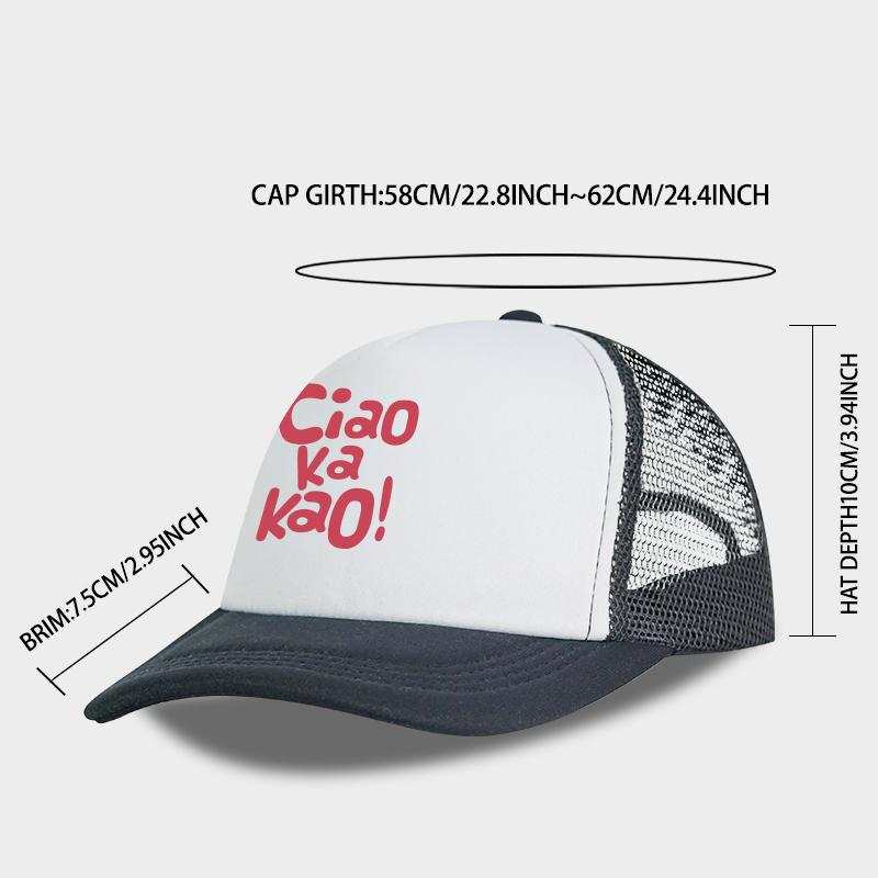 Trendy and Fun Ciao Ka Kao Printed Mesh Cap – Unisex, Breathable, Adjustable Sun Hat Perfect for everyday outings and travel