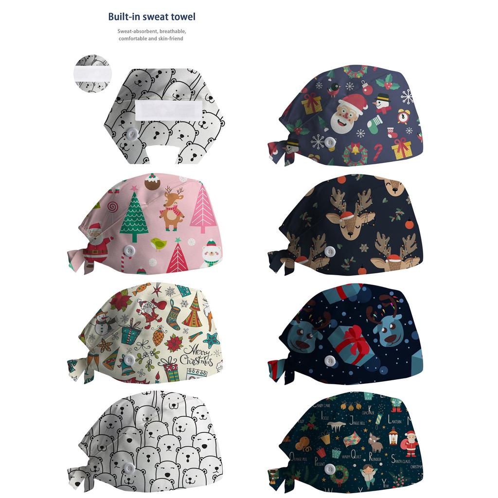 Christmas Print Hat Leisure Yashmak Stand-Ear