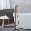 Tuqiu Brushed Gold Bathtub Faucet Set Floor Decked Brass Black Waterfall Bathtub Mixer Morden Style Gold Bathroom Taps