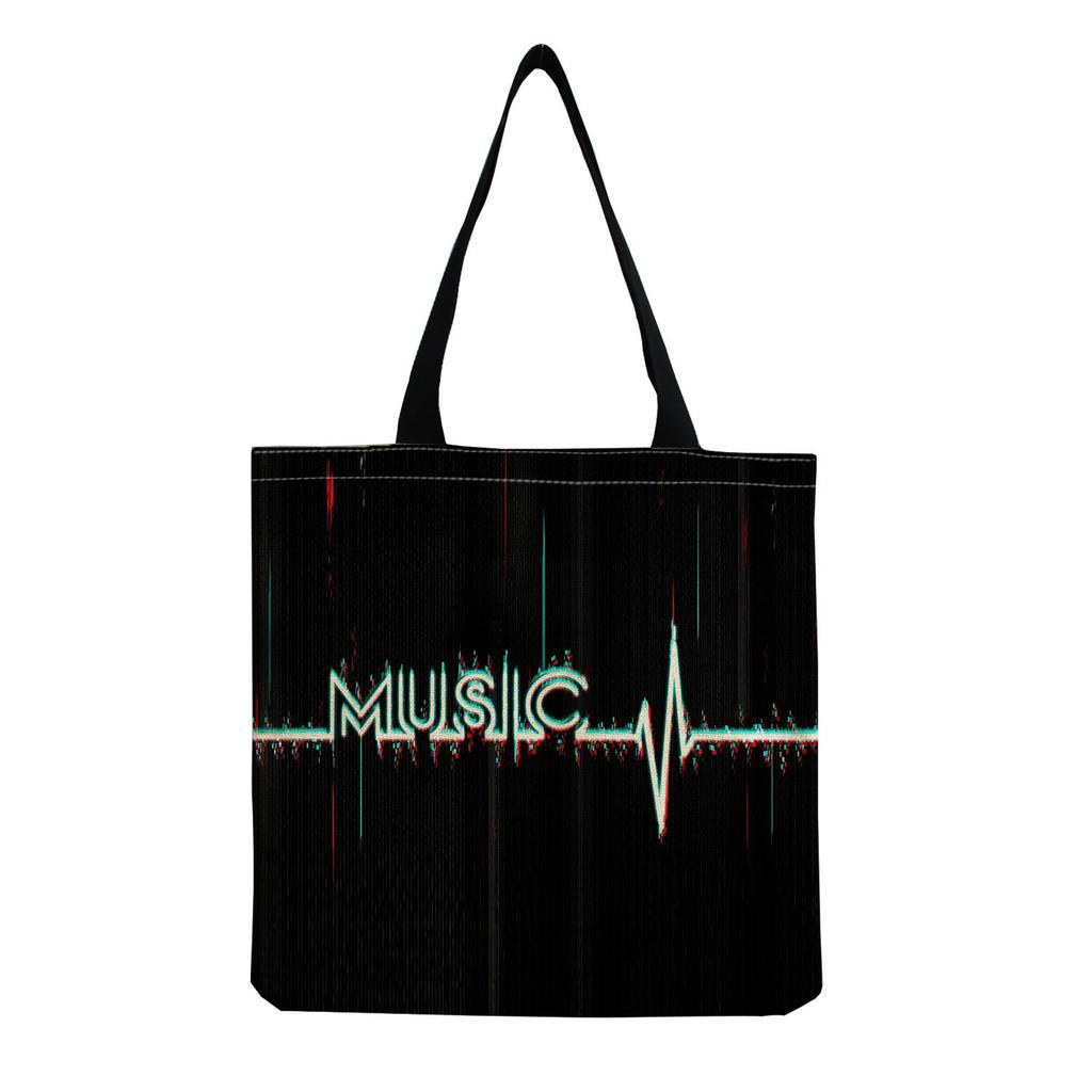 Sac Cabas Vintage en Lin pour Femme - Grande Capacité Sac à Bandoulière Imprimé Piano pour Usage Quotidien & Courses KTB