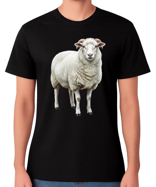Realistic Sheep Farm Animal Illustration T-Shirt Rustic Country Gift Unisex Tee L