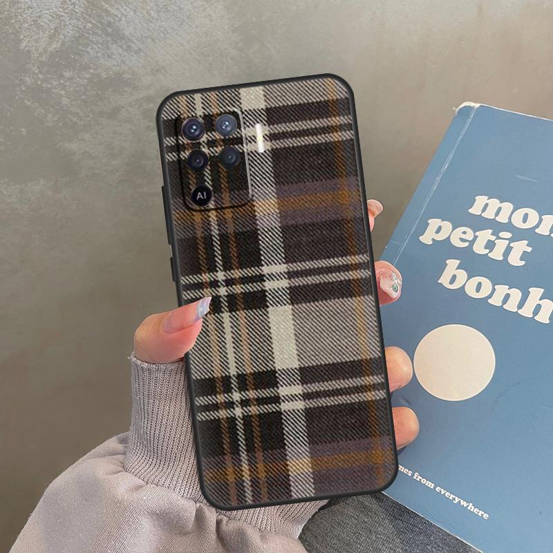 Scottish Plaid Warm Plaid Case For Oppo A80 A40 A60 A98 A78 A18 A38 A58 A16 A76 A96 A17 A77 A74 A94 A54 A57S A15 Cover