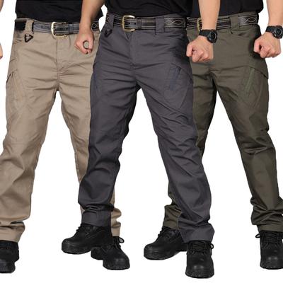 Western Cool Style Men Zip Sports Solid Color Outdoors Tactical Pockets Cargo Pants Work Trousers