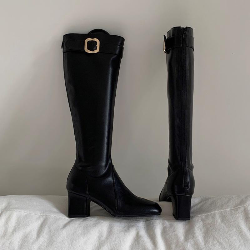 

Sexy High Heels Long Boots Women s Elegant Chunky Fashion Shoes Chelsea Winter New Knee High Boots Pumps Goth Mujer Botas 39