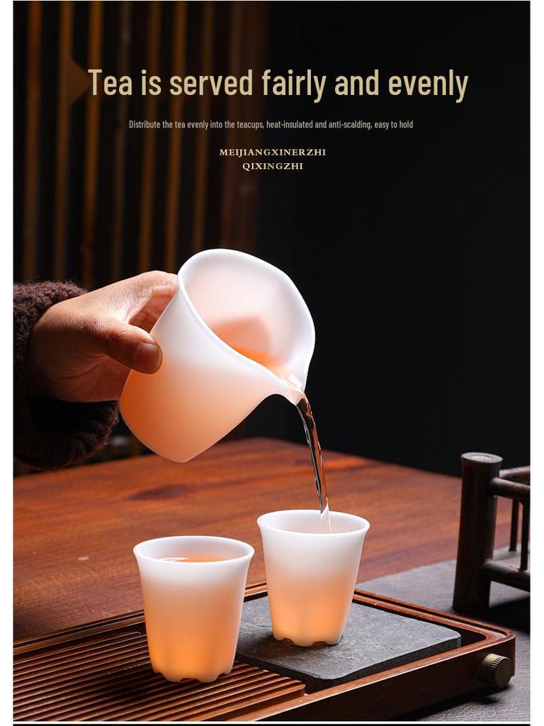 Icy Jade Porcelain Kung Fu Tea Set: Luxurious Mutton Fat White Gift for Office & Home