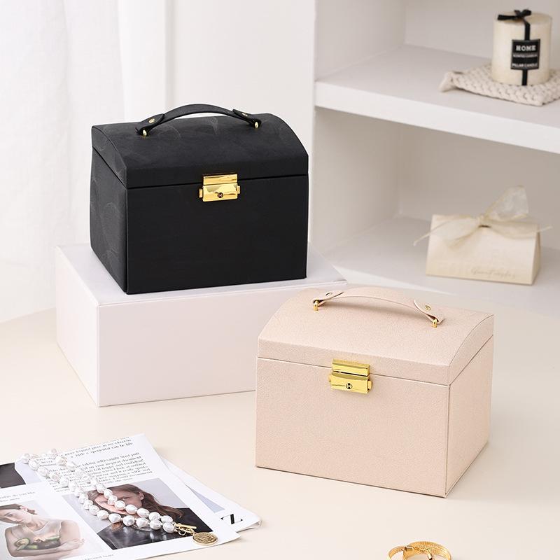 Jewelry Storage Box Black Multi-layer Hand Ring Necklace Jewelry Box with Lock Jewelry Box Jewelry Box Storage