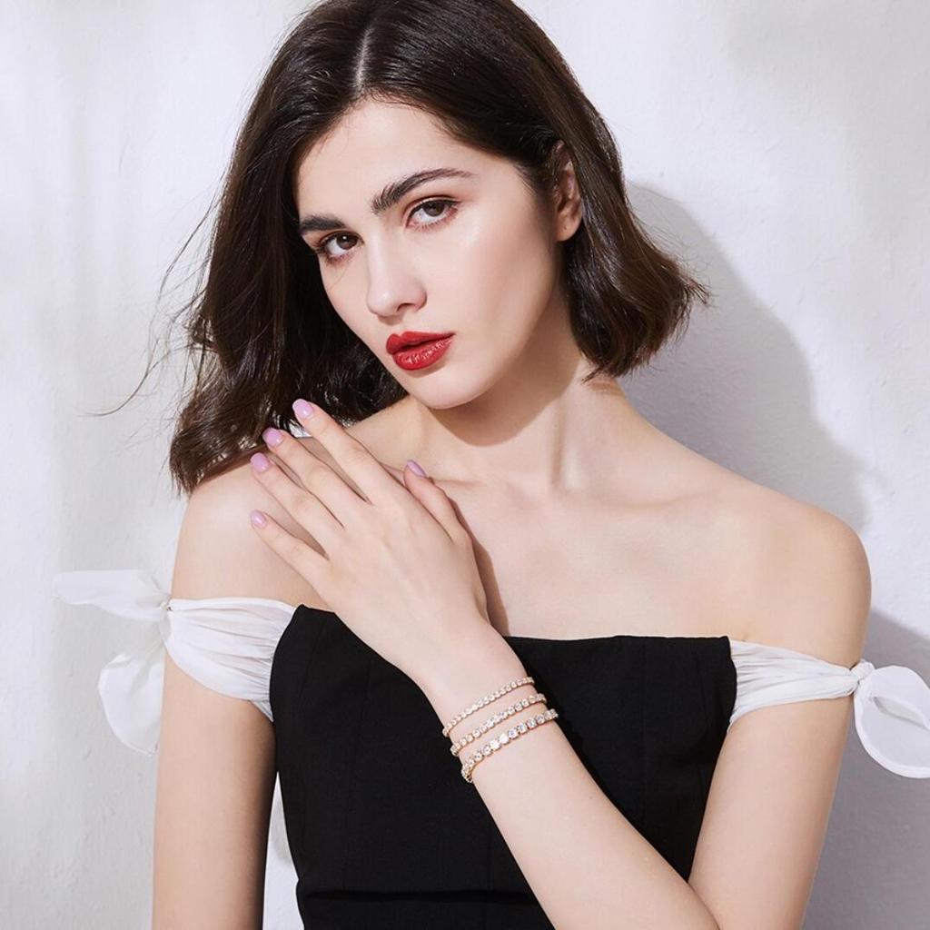 European and American Hip-Hop 4mm Round Stone Bracelet – Single Row Diamond Tennis Chain Jewelry.