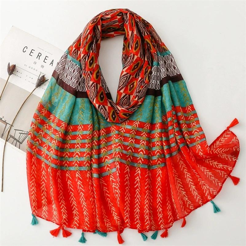 Bohemian Ethnic Style Sunscreen Scarf Beach Shawls Arabian Scarf Middle East Dubai Turkey Palestinian Hijab Scarves