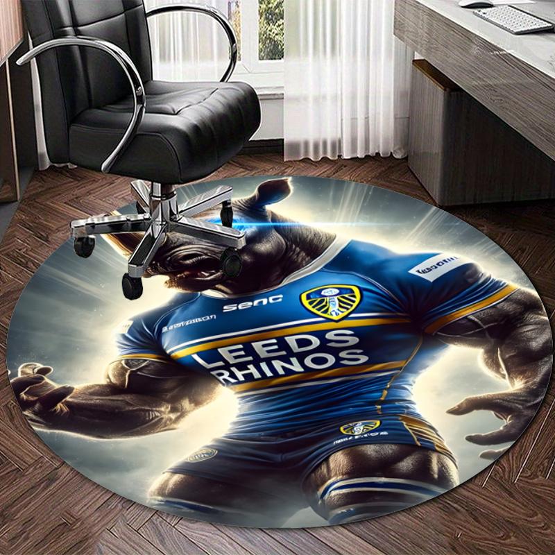 Personalized Leeds Rhinos Round Chair Office Rug - Perfect for Mat, Office Chair & More - Ideal Gift for Birthdays and Holidays