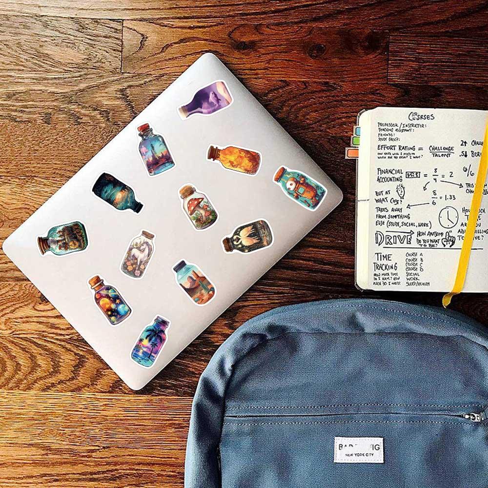 50pcs Beautiful Art Glass Bottle World Stickers Mushroom Forest Graffiti Stickers for DIY Luggage Laptop Motorcycle Bicycle S