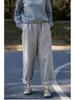 Women's Retro Gray Cotton Elastic Waist Casual Pants