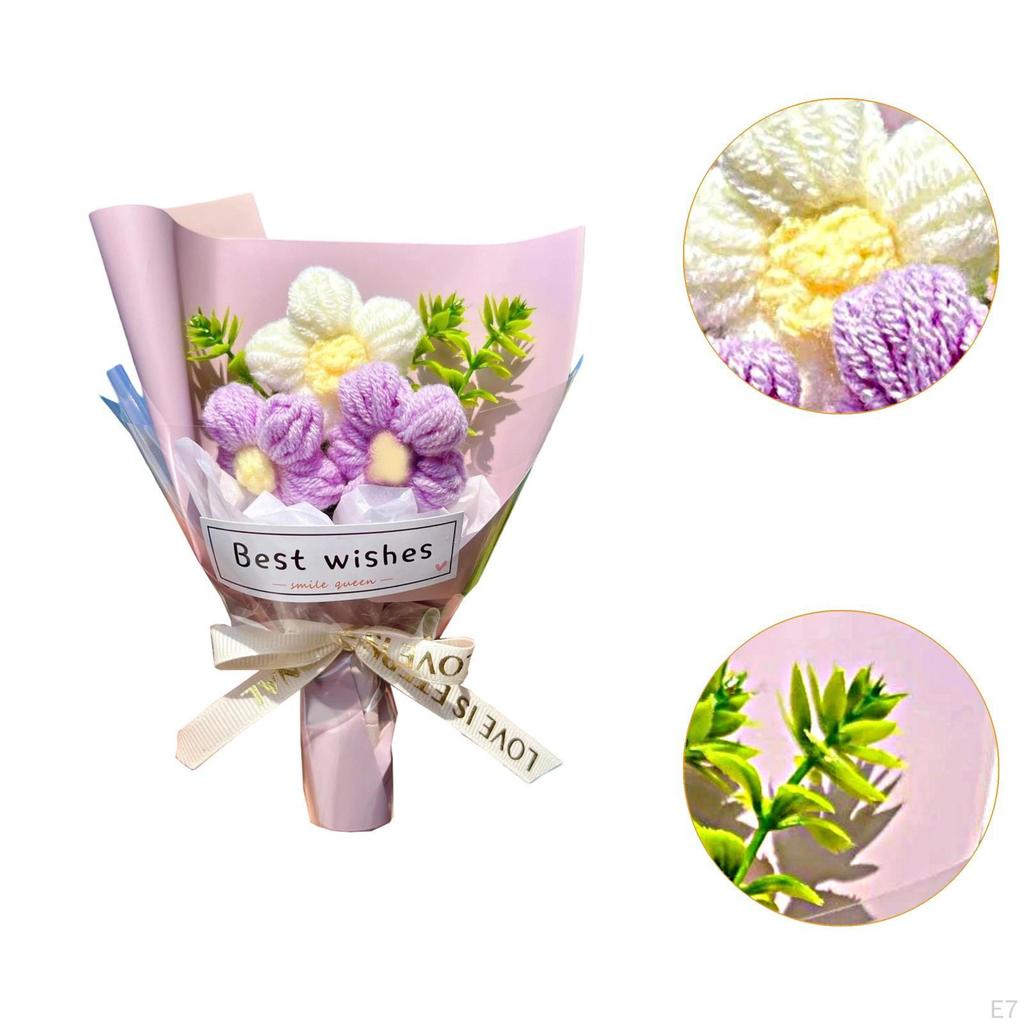 Crochet Flowers Decor Knitting Flower Bouquet Mother's Day Gift from Daughter Son