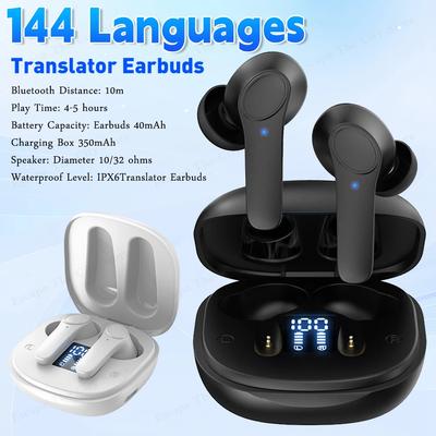 144Language Online Real Time AI Voice Translator Earbuds Noise Cancelling Wireless Simultaneous Translation Earphone BT Headset