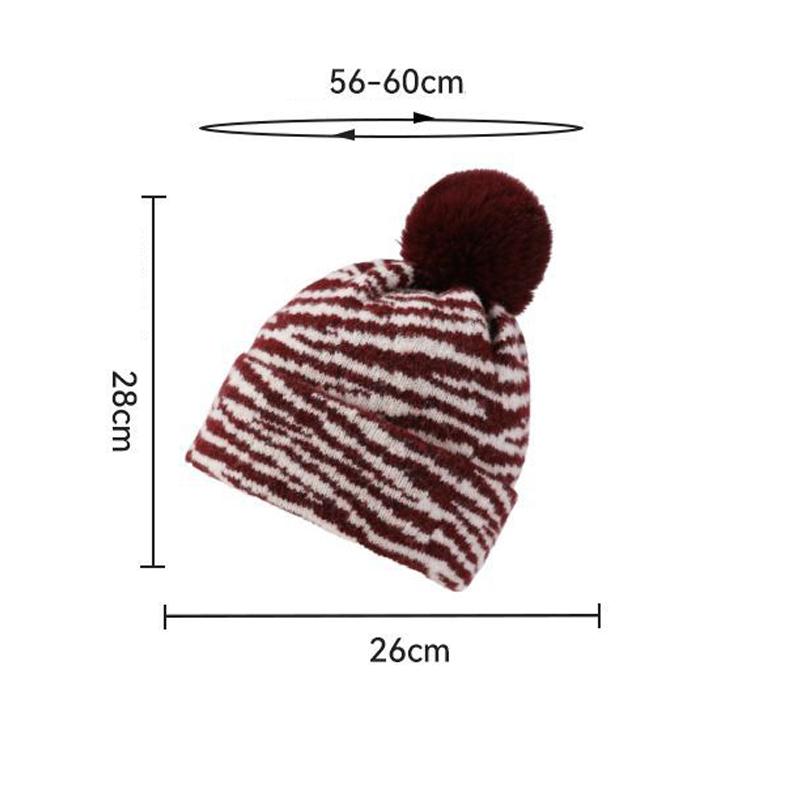 Zebra Knitted Hat Warm Cap Women's Winter Outdoor Thick Ear Protection Wool Cap