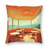 Retro s Diner Scene Square Pillowcase Polyester Linen Velvet Printed Zip Decorative Pillow Case Home Cushion Cover Wholesale
