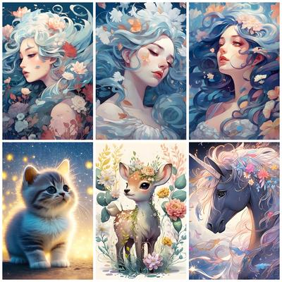 Kit fai da te per pittura a diamante, cavallo e ragazza, punto croce, mosaico, arte, pittura a diamante, cerchio completo/quadrato, decorazione per la casa