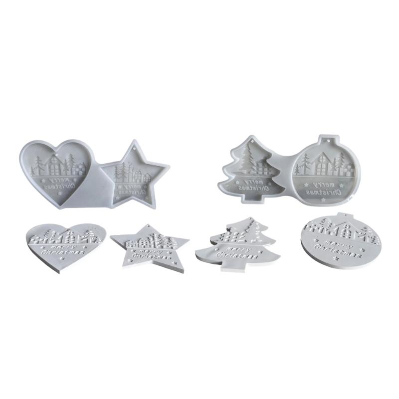 

Pack Of 2 Reusable Silicone Ornament Mold With Festival Shape Christmas Tree Star Heart Pendant Gypsum Mould 1