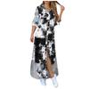Fashion Womens Casual Loose Sexy Long Sleeve  Pocket Button Shirt Print Dress