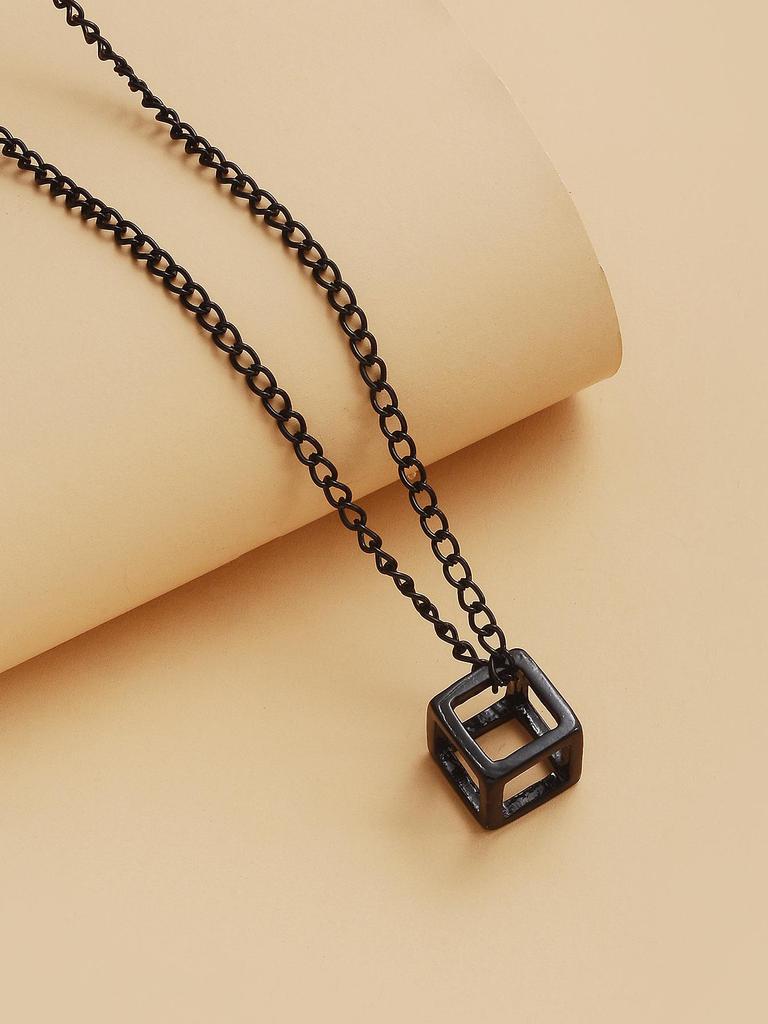 Trendy European-American Cube Necklace Sweater Chain