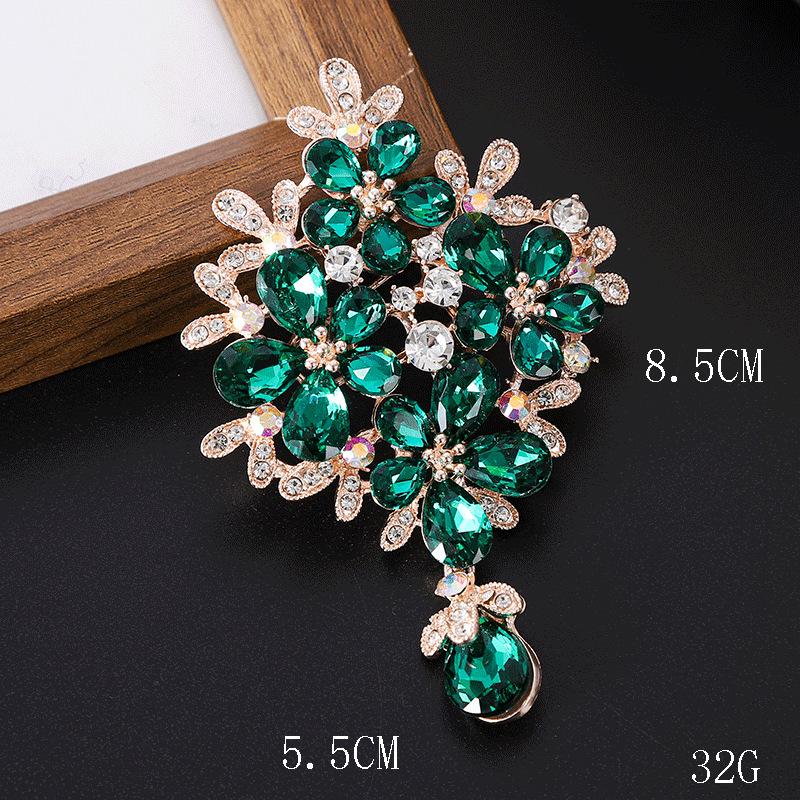 French Rhinestone Flower Brooch: Multi-color Water Drop Pendant Pin for Suit Coats