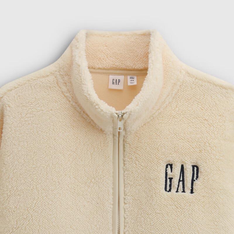 GAP Unisex Relaxed Fit Logo Plush Full-Zip Stand Collar Sweatshirt