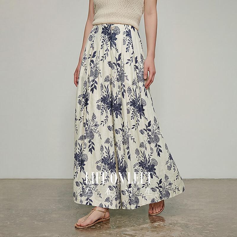 Retro Floral Print Wide-Leg Culottes S