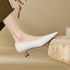 Commuter casual versatile small heel single shoes women's spring and autumn 2025 new pointed head shallow mouth short heel soft leather high heels