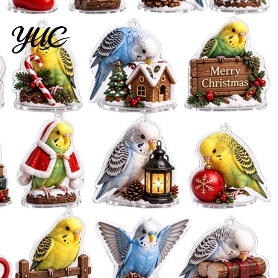 Adventní kalendář pro milovníky ptáků 24denní Vánoce 2026 s 24 mini ozdobami budgie ze stavebnic, Sváteční dekorace na stůl do domácnosti Sběratelská roztomilá figurka