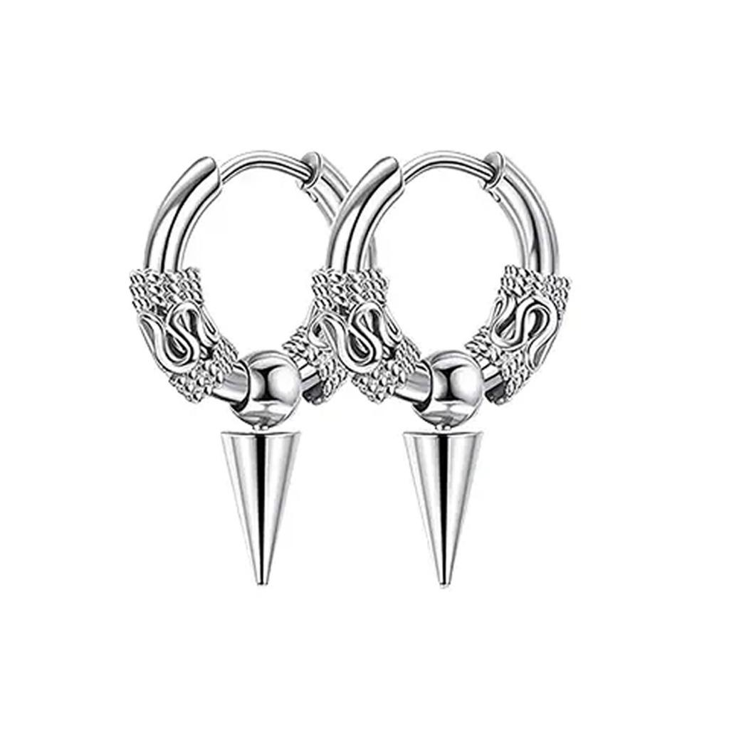 1Pair Punk Stainless Steel Round Circle Totem Hoop Earrings for Men Women Not Fade Ear Rings Hip Hop Male Jewelry Gift