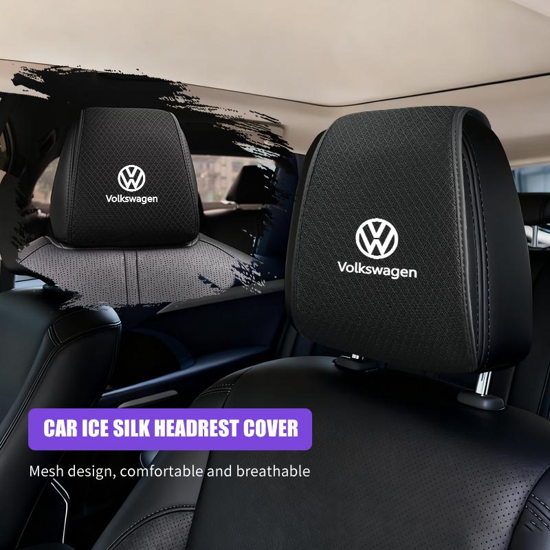Hub Caps Car Seat Headrest Protector Cover Ice Silk Neck Pillowcase Accessories For Volkswagen VW Scirocco Jetta Beetle Golf Pas