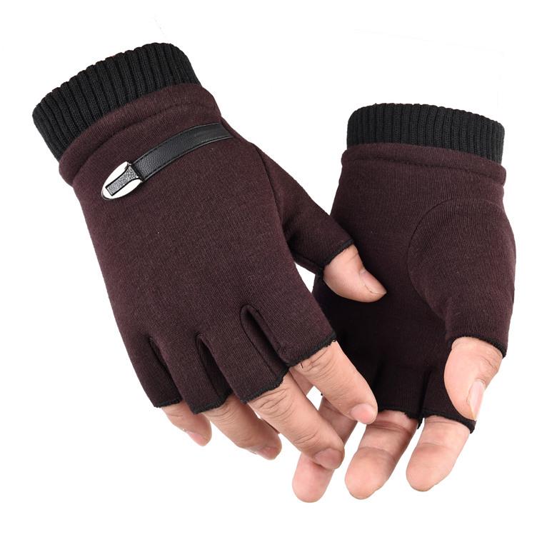 Velvet Half-Finger Fingerless Warm Gloves for Autumn & Winter