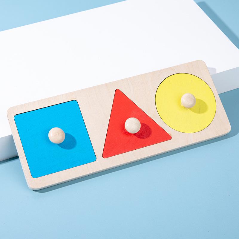 Children's Montessori Wooden Geometric Shape Puzzle and Color Matching Blocks Toy