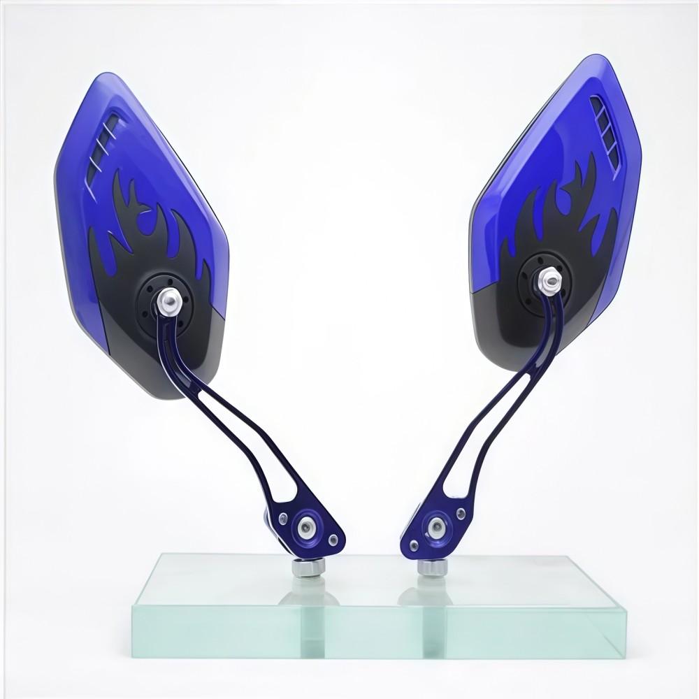 1Pair Universal Motocycle Rear View Adjustable Side Mirrors for Handlebars Aluminum Flame Pattern with 8mm/10mm Screws