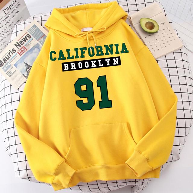 

Женская толстовка с длинными рукавами California Brooklyn 91 Street Letter, удобная базовая уличная одежда, качественные толстовки на каждый день