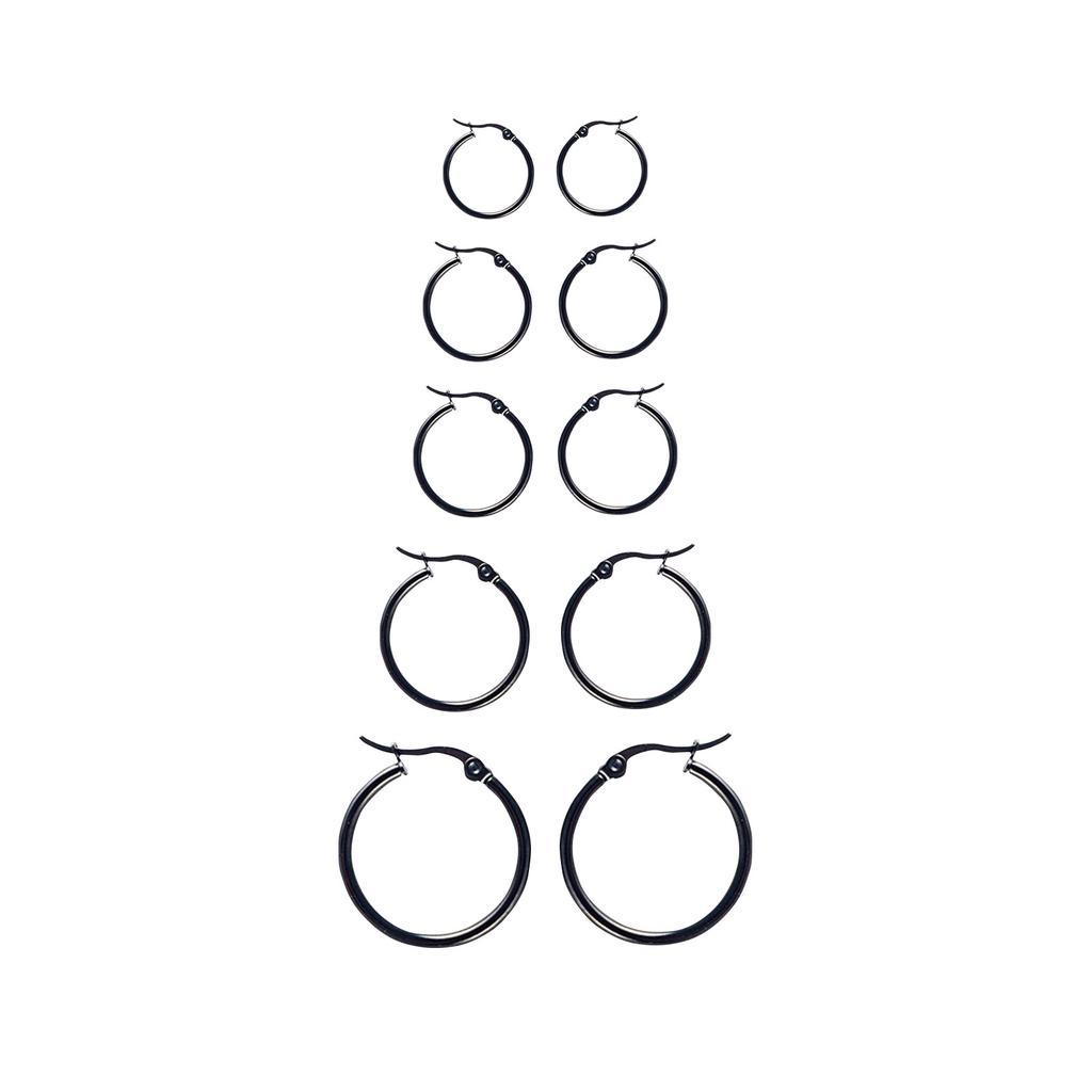 5 Pairs Of Circular Stainless Steel Earrings Gold Electroplated Round Head Thin Ear Needles Ear Coils