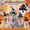 Halloween Witch Hat For Cats Dogs Adjustable Pet Wizard Costume Cap Bow Skull Wizard Hat Cat Dog Costume Headwear Party Decor