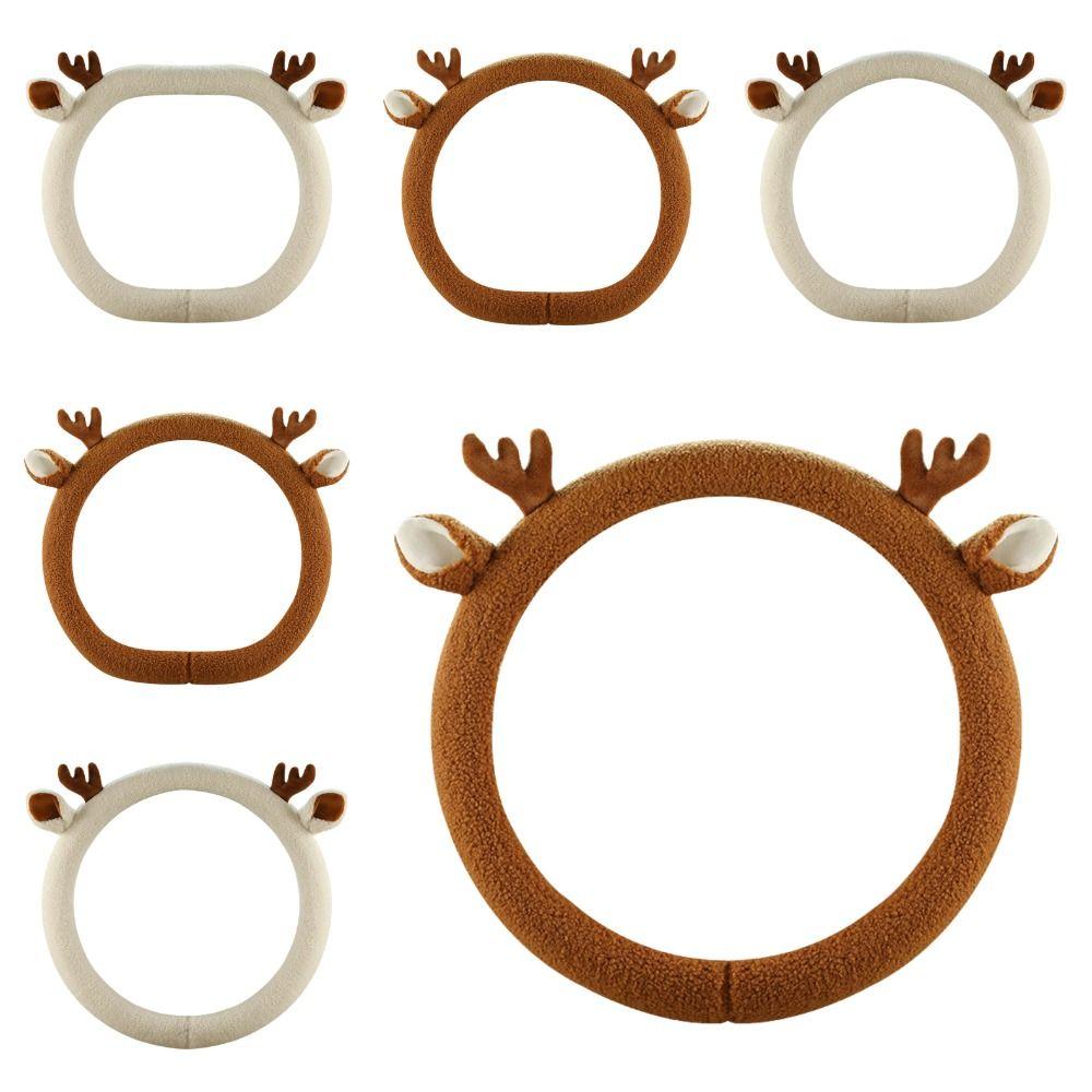 Warm Winter Plush Steering Wheel Cover Reindeer Antler Steering Wheel Cover Cars SUVs Trucks