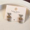 Coffee Bear Earrings Girls Ear Jewelry Cartoon Bear Ear Studs Pendant Earrings Flocking Texture Great for Everyday Wear