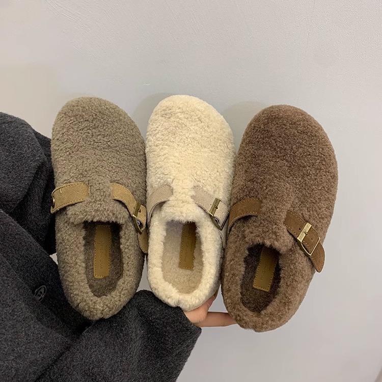 Women's Large Size Faux Lamb Suede Soft Sole Winter Warm Fur Beanies Padded Lined Ankle Boots Non-Slip Hiking Sports Cotton Boots