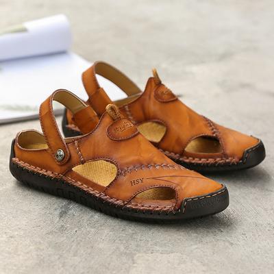 Fashion Classic Summer Men's Sandals Genuine Leather Soft Breathable Shoes Designer Beach Roman Brand Sandals Leather Men Sandals Slides