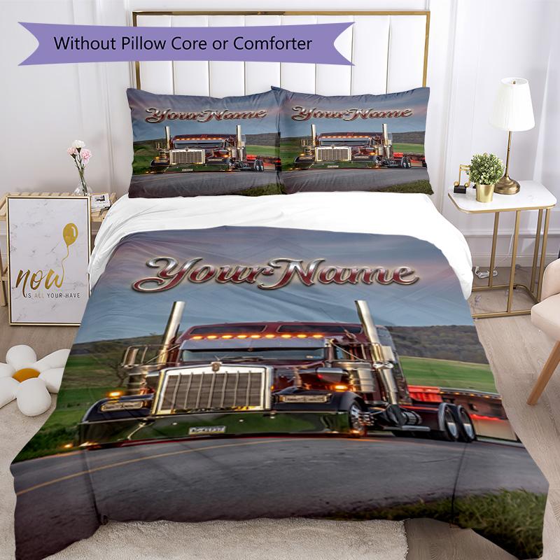 Kw Heavy Trucks Customize Your Name Bedding Set Breathable Duvet Cover with Pillowcases Home Decoration Birthday Gift