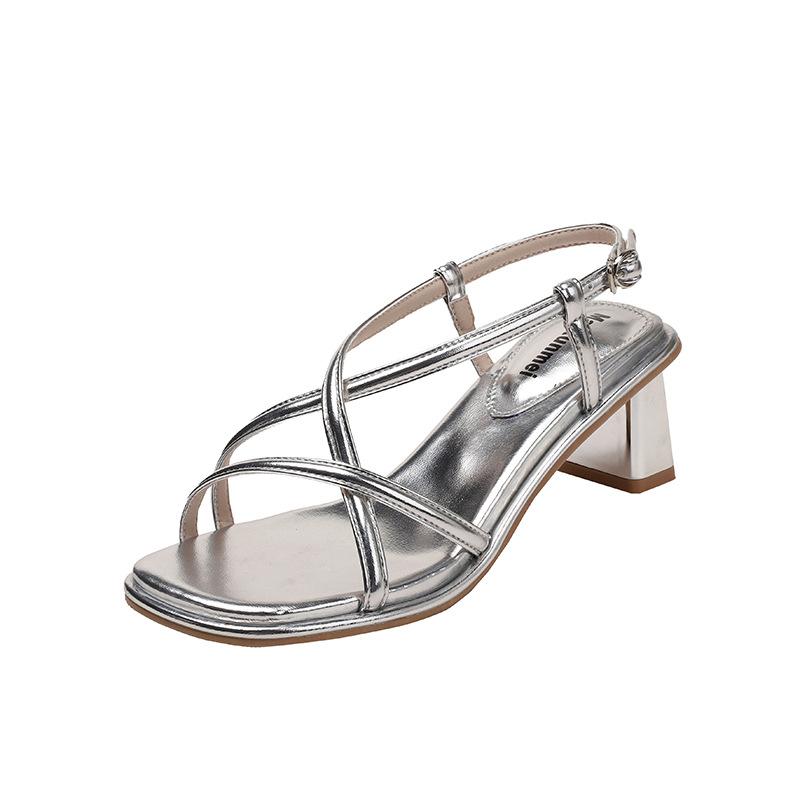 Fashion Famous Designer High Heels Sandals Women Narrow Band Ankle Strap Summer Pumps Shoes Clip Toe Gladiator Sandalias Mujer Footwear