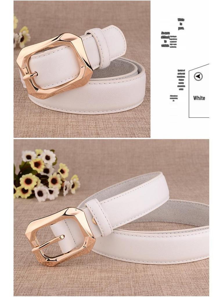 Women's Pin Buckle Leather Belt - New, Stylish & Versatile Korean Casual Cowhide Design