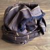 Used Handmade scarf, border pattern, dark brown tones, with fringe