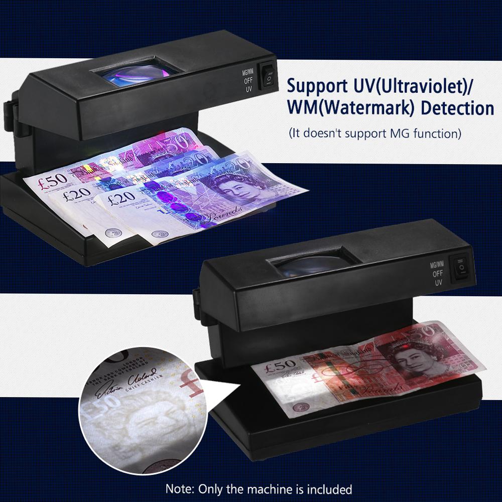 Portable Desktop Counterfeit Bill Detector Cash Currency Banknotes Checker Machine Support Ultraviolet /Watermark Money Tester