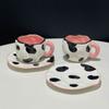 Creative And Cute Hand-Painted Cow Pattern Ceramic Cup And Saucer Hand-Squeezed Irregular Coffee Cup And Saucer Afternoon Tea Cup And Saucer Set