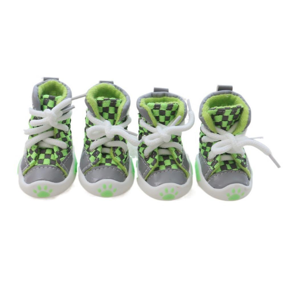 

4pcs/set Warm Dog Sports Shoes Soft Pet Paw Protectors Pet Accessories Dog Boots for Dogs Puppy L зелёный