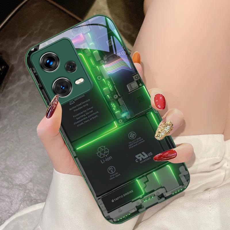 Farbkreis-Struktur Für Xiaomi 14 Ultra 13 Lite Redmi Note 13 11 Pro 12 Plus Poco X6 3 Pro F4 6 GT Gehärtetes Glas Handyhülle
