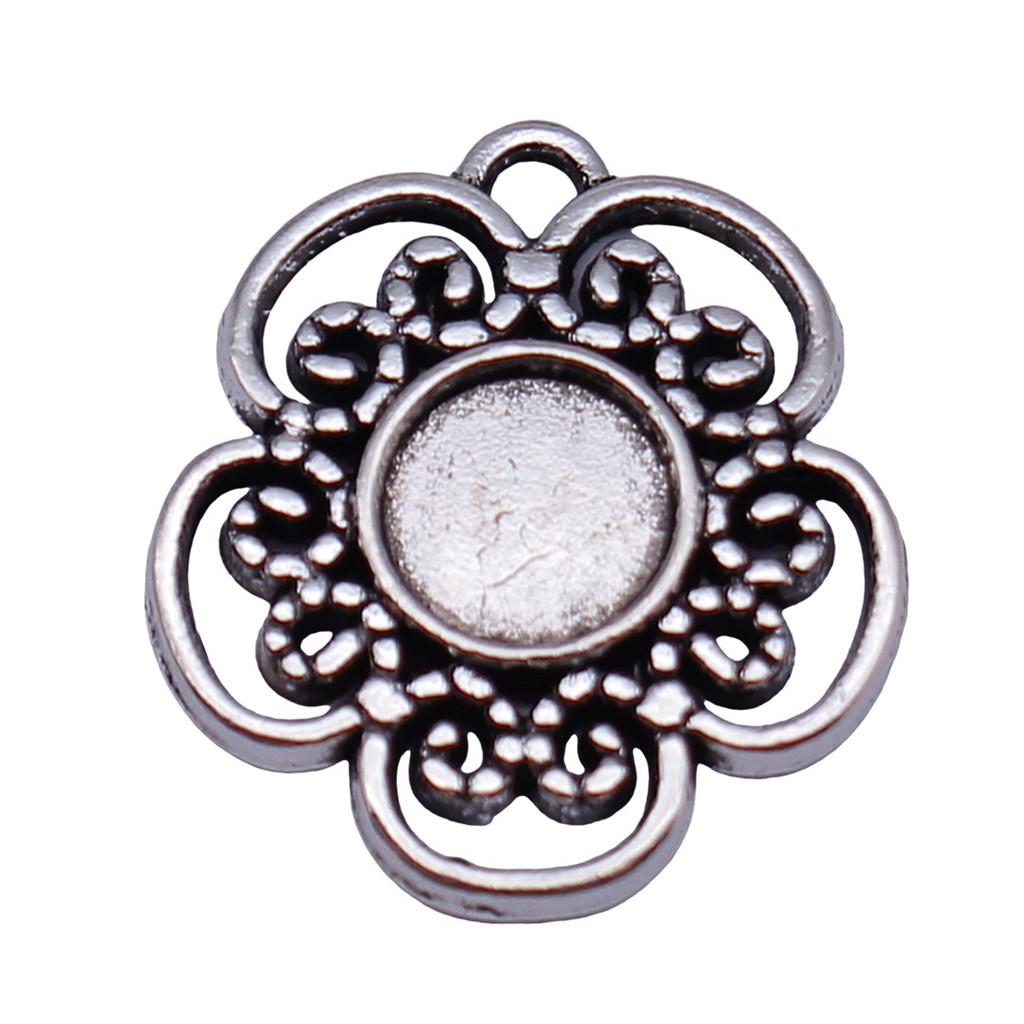 Simple Flower Charms Antique Alloy Pendants For Minimalist Floral Jewelry