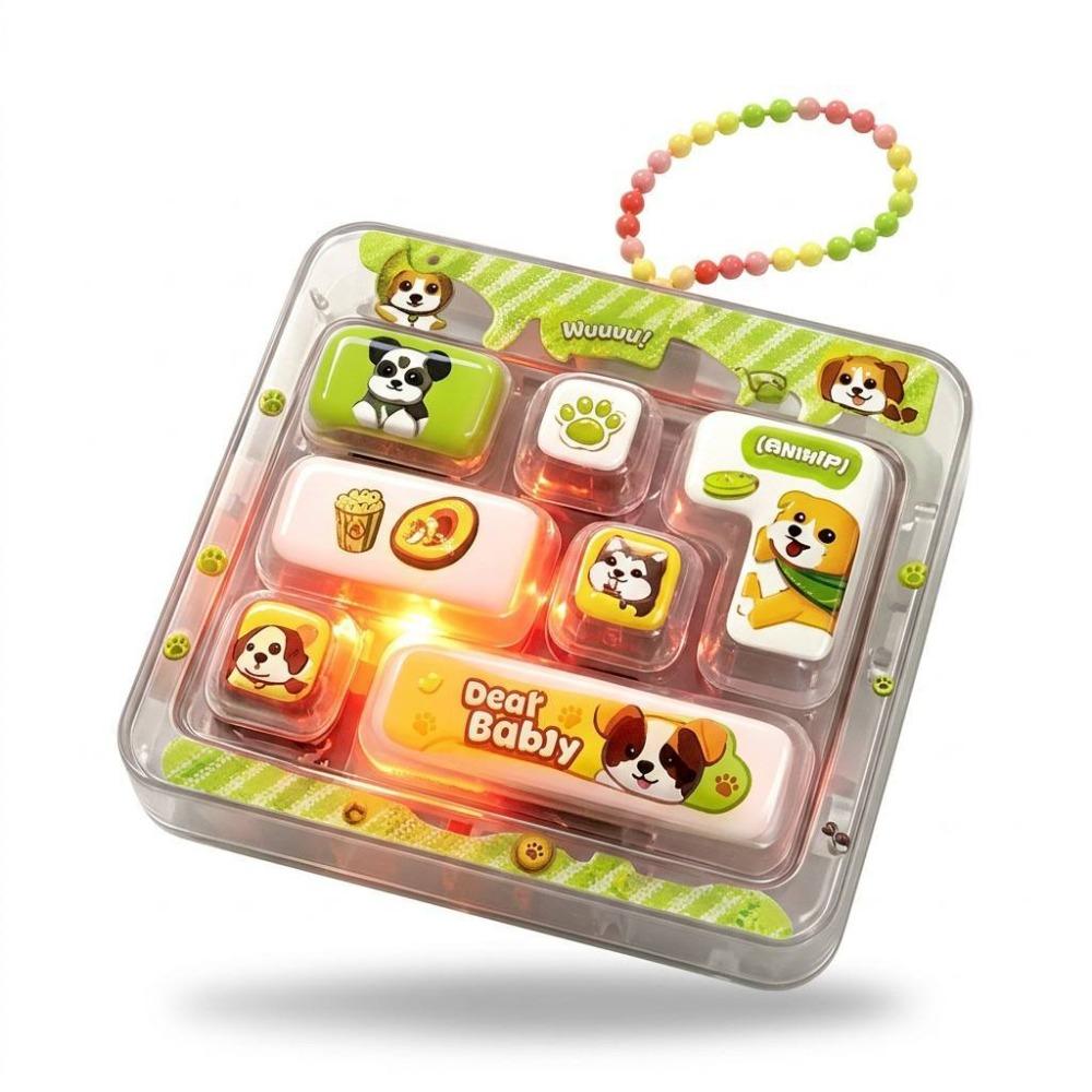Cute Design Decompression Button Toy 7-Key Keyboard Keychain Kids Bag Pendant